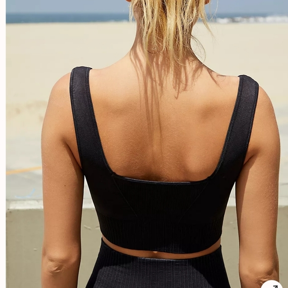 FP Movement Good Karma Square Neck Sports Bra in Washed Black Medium - Picture 5 of 11